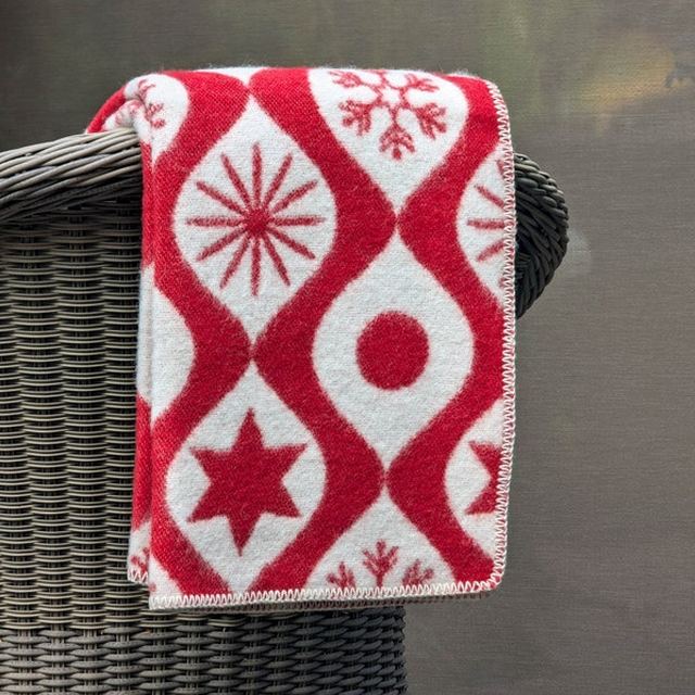 Red and white Christmas wool blanket