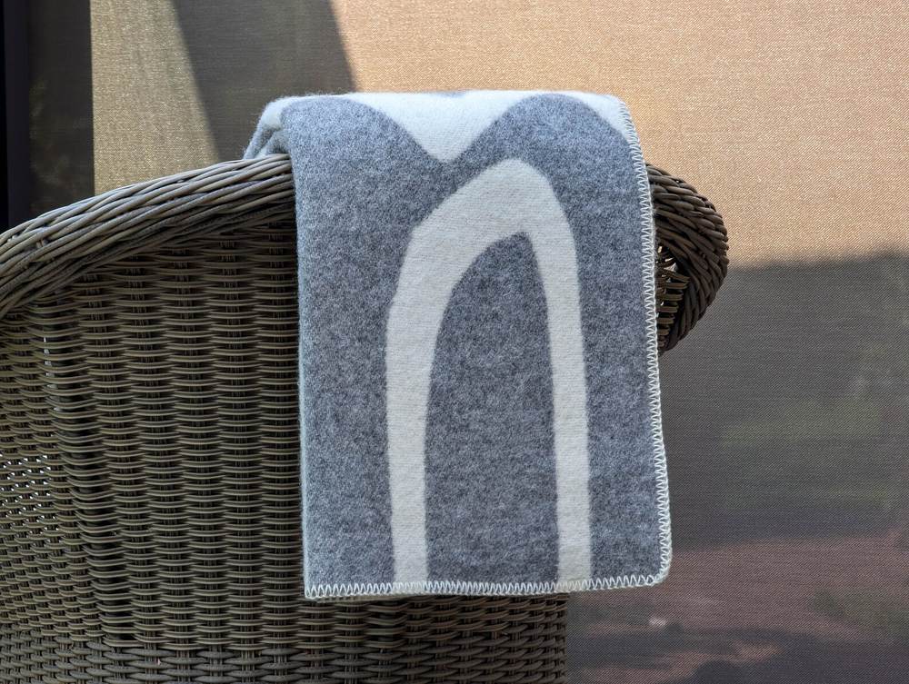 Gray & White Wool Throw
