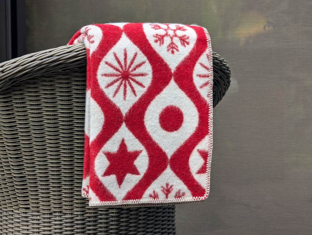 Red & White Christmas Wool Blanket