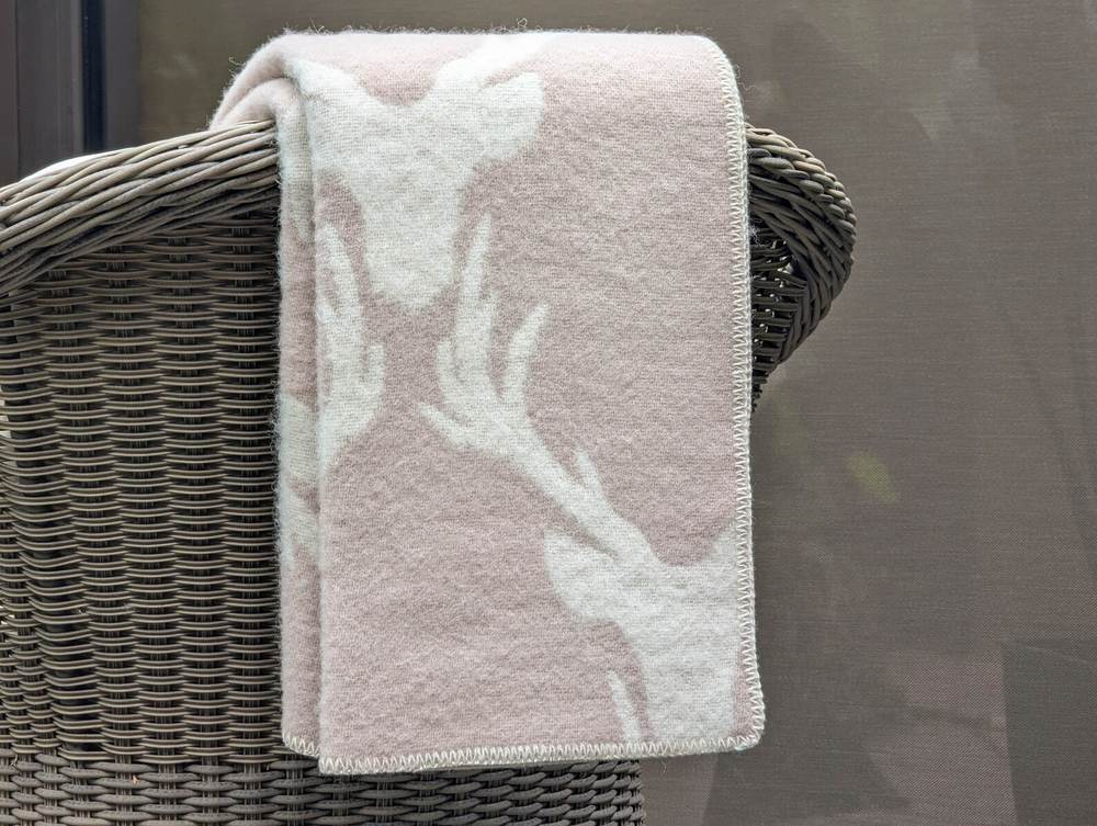 Pink Moose Wool Throw