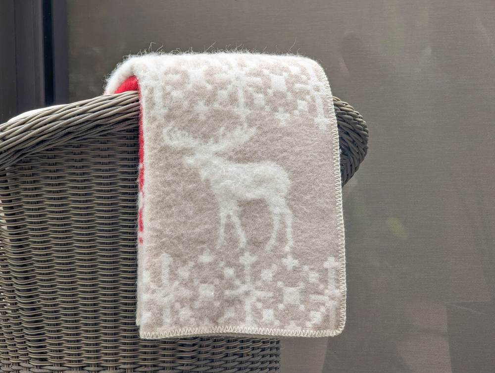 Red Moose & Snowflake Throw