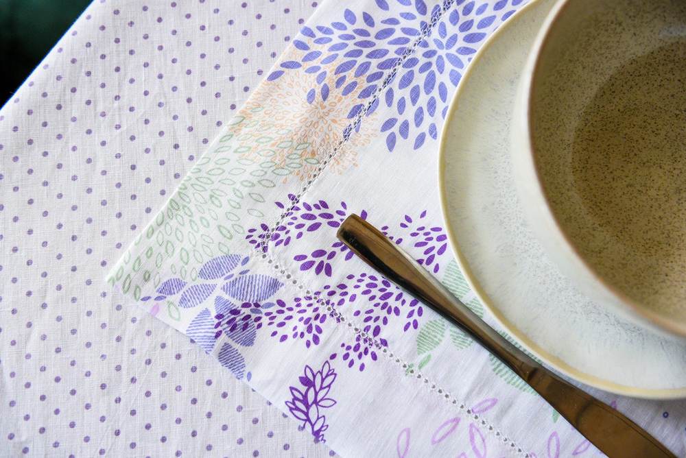 Purple Floral Table Runner