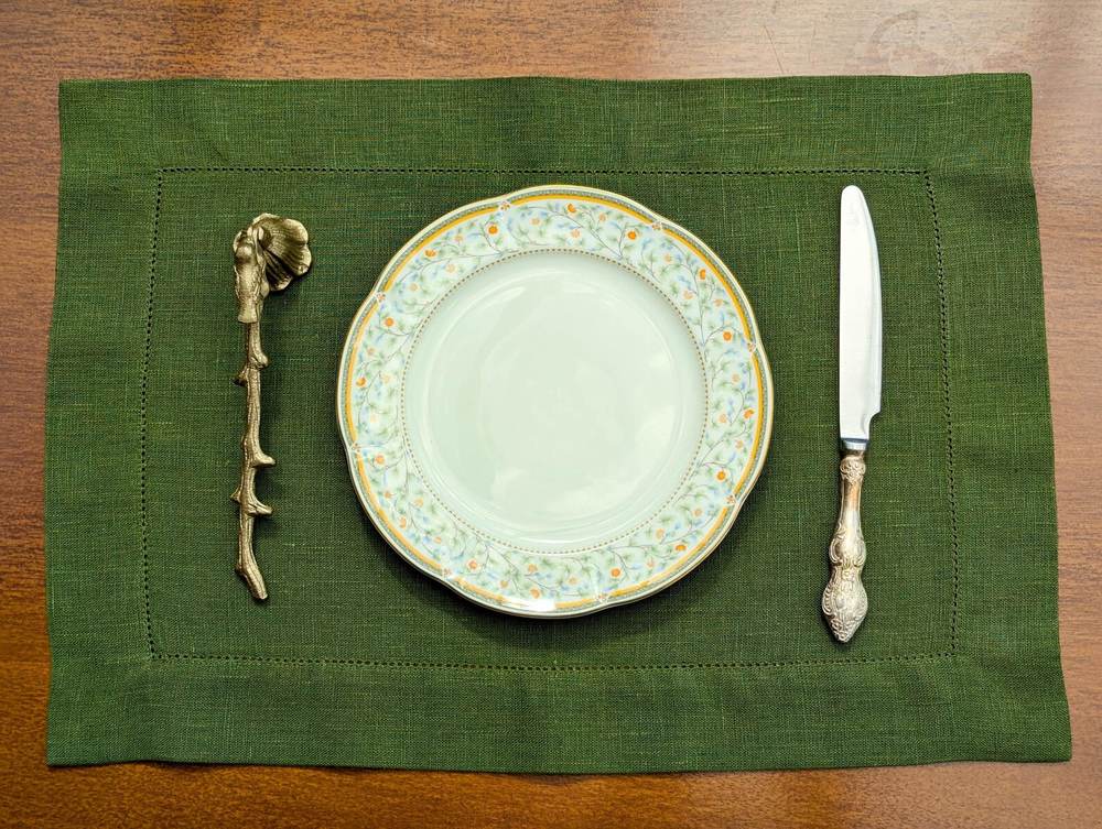 Olive Green Linen Placemats